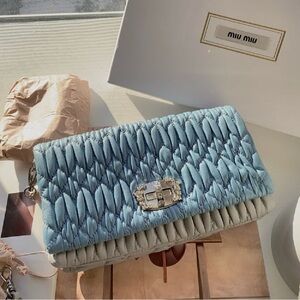 Miu Miu Quilted Blue and Gray Clutch